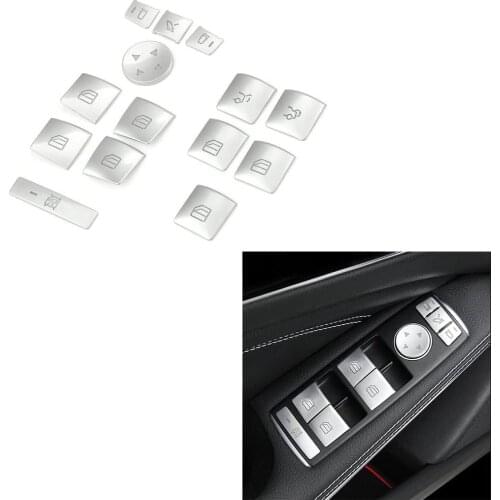 14 Pieces Car Window Glass Lift Button Trim Cover Sticker For Mercedes Benz A/B/C(W204)/E(W212)/GLA/CLA/GLK/GL/ML/GLE-Class