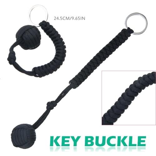 18.5cm Monkey Fist Keychain Chains Charm Hanger Pendant Keyring Steel Balls Outdoor Survival Braided Defensive Ball Self Defense