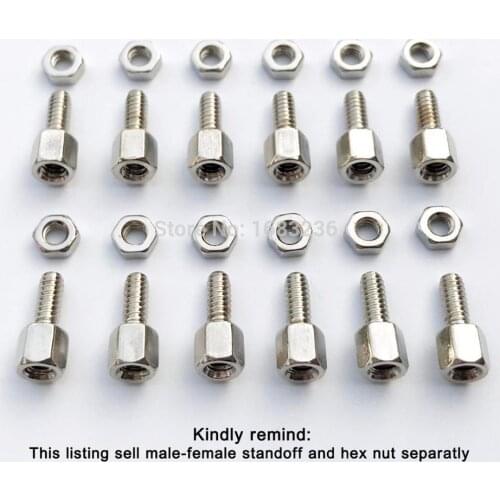 25X Brass Copper #4-40x5+7 M-F Male-female Hex Cylinder Standoff Spacer Screw Jackscrew Nut for Motherboard VGA DB9 DVI COM Port
