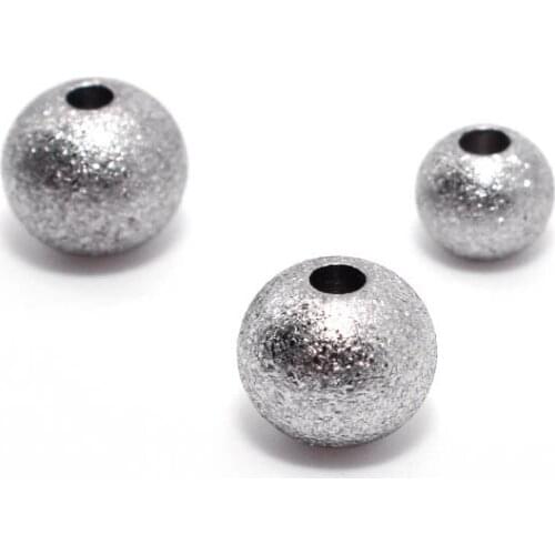 3 4 5 6 8mm Stainless Steel Round Spacer Beads Matte Frosted Ball End Seed Beads Findings DIY for Bracelet Jewelry Wholesale