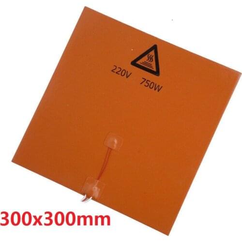 300x300mm 220v 750W Silicone Heating pad Heater for 3D Printer 3M Adhesive Back with NTC 100K