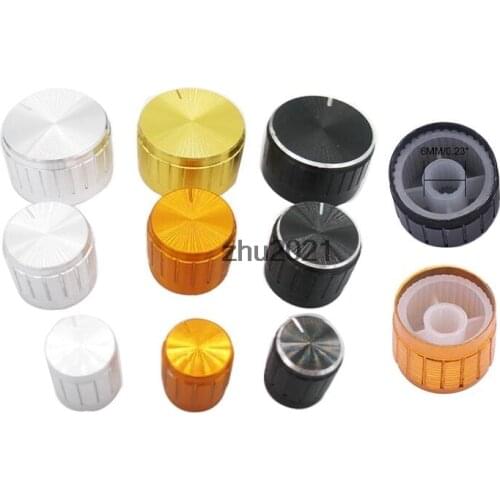 5 x Adjustable Turn Rotary Knobs Gold Tone for 6mm Kunrled Shaft Potentiometer 30/21/17/15*17mm