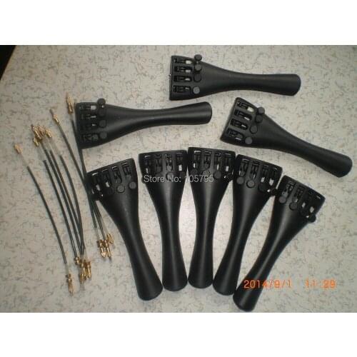 8 PCs Aluminum Alloy Tail piece with fine tuners & 8 PCs Violin Tail guts 4/4