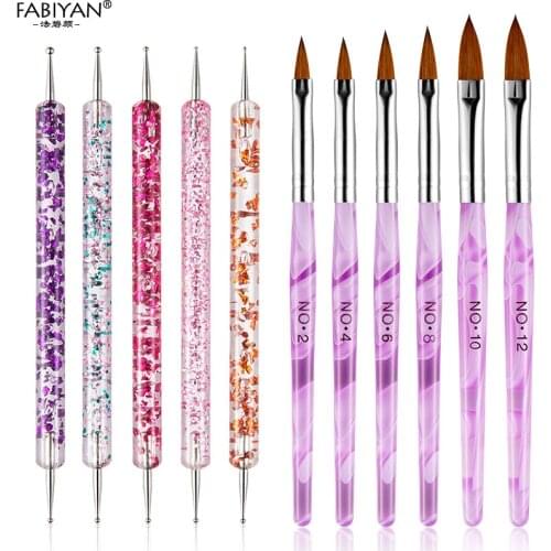 Nail Art Acrylic Brushes Design Dotting Painting Drawing Crystal Pen Carving Salon Tips Builder Tool Maincure Set