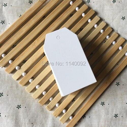 Free shipping blank white paper tag 4x7cm/garment hang tag/price tag/paper printed label/shape cutting tag 400 pcs a lot