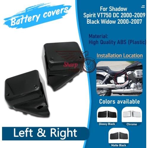 Motorcycle ABS Plastic Battery Side Fairing Covers For Honda Shadow Spirit VT750 DC 2000-2009 Black Widow 2000-2007 Panel Frame