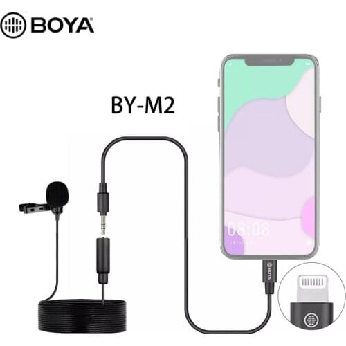 BOYA BY-M2 Lavalier Microphone Omnidirectional Condenser Mic MFi Lightning for iPhone 11 Pro Xs Max Xr X 8 7 iPad iPod Touch iOS