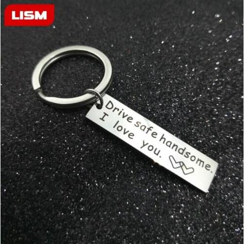 Custom Fashion Keyring Gifts Engraved Drive Safe I Need You Here With Me Keychain Couples Boyfriend Girlfriend Jewelry Key Chain