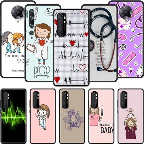 Phone Case for Xiaomi Mi 11 Poco X3 NFC F2 9T 10T Pro 9 SE 10 Lite 5G Note 10 CC9E Black Shell Cover Nurse Medical Medicine