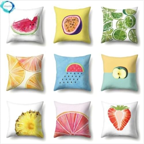 Watermelon Strawberry Kiwi Lemon Decorative Cushion Cover Fruits Pattern Pillowcase Home Decor for Sofa Bed Living Room 45x45cm