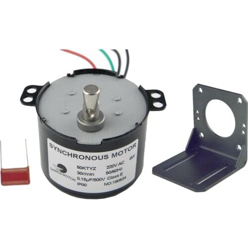 Electric Synchronous Small Motor 50KTYZ 220V 30RPM Slow Speed Micro AC Motor With Fixed Bracket Set