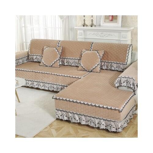 European solid color plush sofa cushion, four seasons fabric non-slip sofa cushion, all-inclusive sofa cover