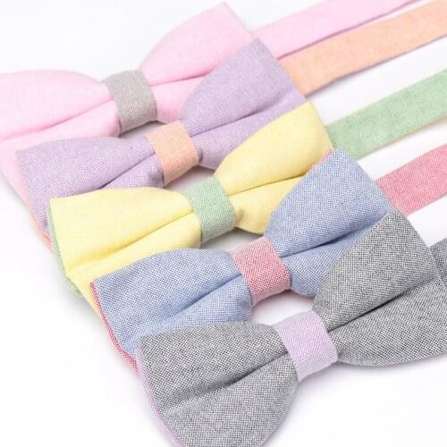 XGVOKH Men Bow Tie Cotton Fashion Necktie Paisley Business Wedding Solid Bowtie for Men Groom Party Shirt Gift Accessories Ties