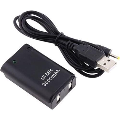 GTF 1PCS 3600mAh Xbox360 Wireless Controller Rechargeable Battery Pack Charger Cable