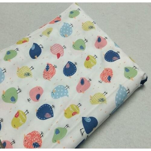 So Cute 50x160cm Colorful Cartoon Baby Birds Printed Cotton Fabric For DIY Sewing Bedding Clothing Quilting Home Decoration