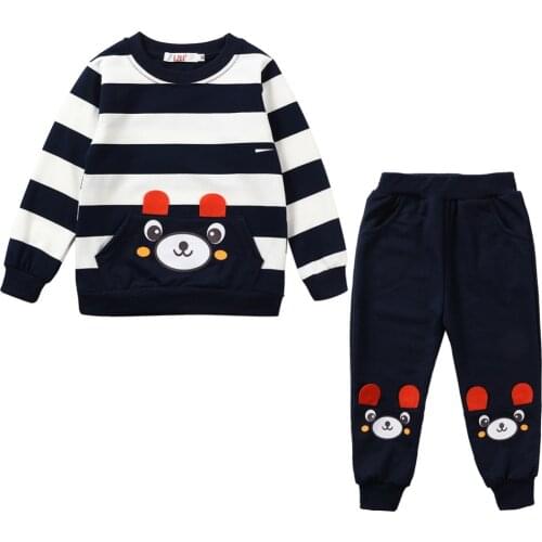Boys Clothing Sets Spring Cotton Cartoon Bear Boys And Girls Clothes Set Full Sleeve shirt Pants 2 Pieces Suit For Baby Boys