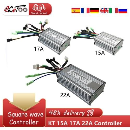 RICETOO Electric Bicycle KT Controller 36V/48V Squarewave 15A/17A/22A Controller for Ebike 250W/350W/500W Motor Conversion Kit