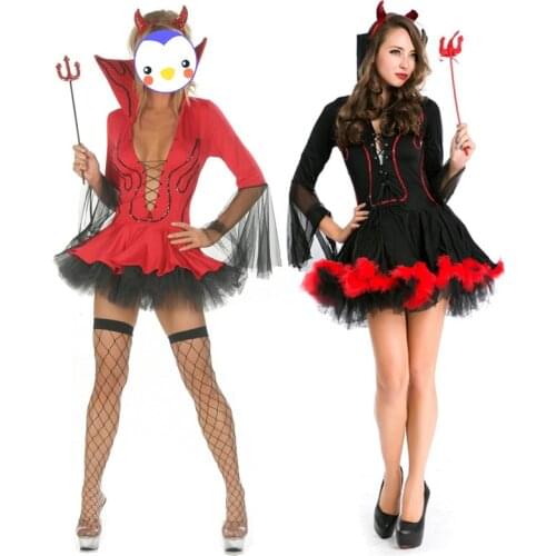 Fancy Adult Red Sexy Devil Costume Adult Carnival Long Sleeve Red Devil Costume Stylish Cosplay Role Play Halloween Costumes