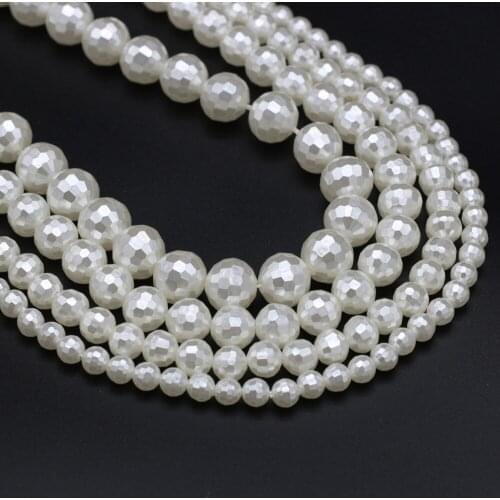 Natural White Shell Beaded Section Round Shape Shell Loose Beads for Making DIY Jewelry Bracelet Necklace Size 6-12mm