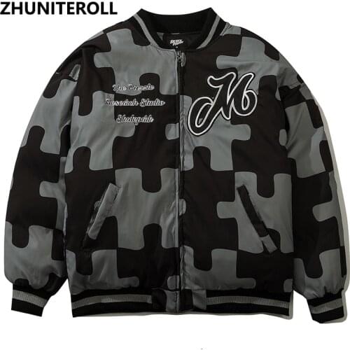 New 2021 Hip Hop Winter Men Parka Jacket Embroidery Patchwork Fashion Windbreaker Jacket Harajuku Padded Jacket Coat Streetwear