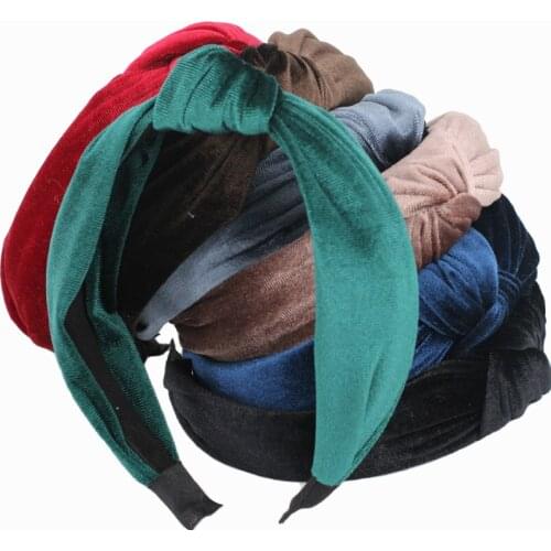 12pcs Trendy Center Knotted Velvet Headbands Women Hair Accessories Vintage Velour Headband