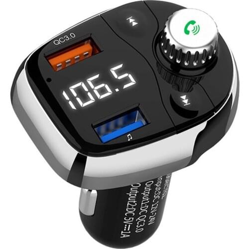 Novel-T62 Bluetooth Wireless Handsfree Car Kit MP3 Player QC3.0 USB Charger FM Transmitter