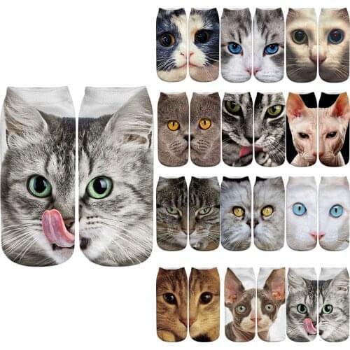 New Design 3D Printed Women Pet Cat Unisex Cotton Winter Christmas Socks Funny Multiple Face Creative Ankle Socks Children Gift