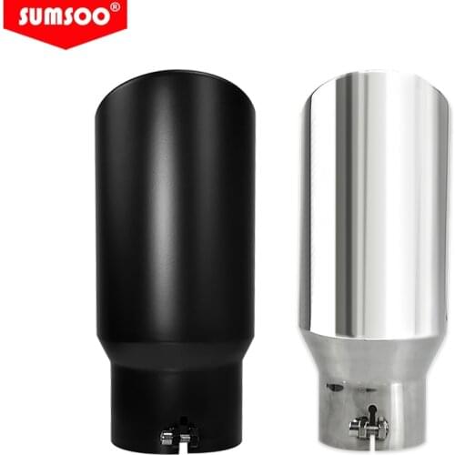 Genuine SUMSOO outlet127mm Universal Car Outlet Rolled End Angle Cut Tube Exhaust Tip Tail Pipe stainless steel
