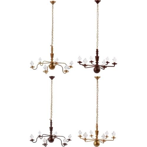 Retro 1:87 HO Scale Crystal Ceiling Pendant Light Chandelier 3V DIY Model