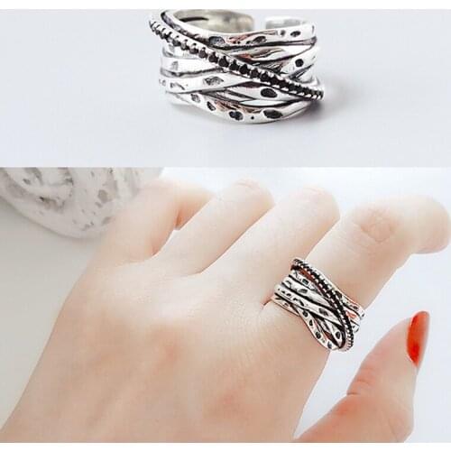 Luxury Brand Silver Color Irregular Chains Rings for Women Antique Rings Wedding Jewelry Valentines Gifts