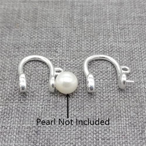 2prs of 925 Sterling Silver Non Pierced Earrings w/ Ring Cup and Peg for Pearl