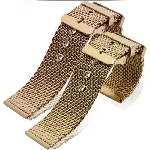 Mislans Band Stainless Steel Mesh with Adjustable Magnetic Closure Replacement Band for Men Women18 20 22 24mm WB95