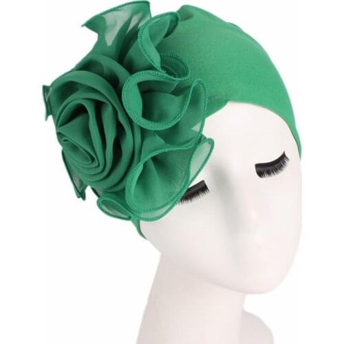 Indian Stretchable Flower Patched Hat Floral Bandanas Women Autumn Winter Lady Beanie Scarf Turban Head Wrap Cap 2019 women new