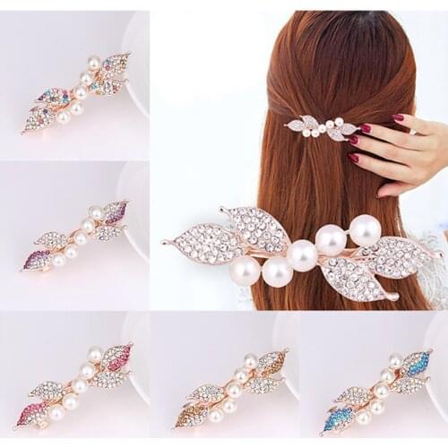 Rhinestone Crystal Pearl Hair Clips Pins Hair Barrette for Women Girls, Elegant Fashion Hair Accessories for Party Wedding Daily