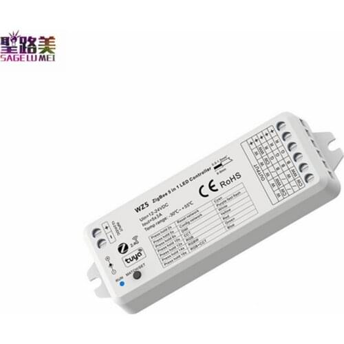 WZ5 DC12-24V Tuya app or RF 2.4G Zigbee 5 in 1 5CH led controller for RGB RGBW RGBCCT single color temperature led strip lights