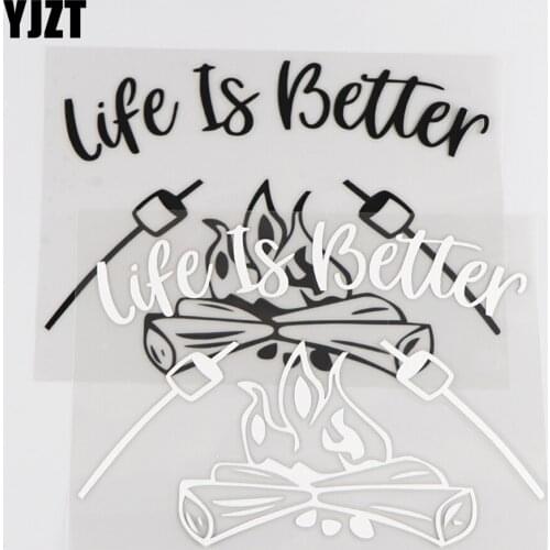 YJZT 15.8×11.2CM Life Is Better Vinyl Decal Car Sticker Cartoon Funny Word Decorates Black/Silver 4C-0433
