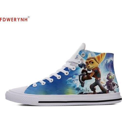 Womens Customized Casual Canvas Shoes Cute Game For Ratchet Clank High Top Shoes Women Breathable Custom Shoes
