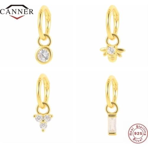 CANNER 925 Sterling Silver Cartilage Piercing Hoop Earrings for Women Zircon Ear Huggie Earings Nose Ring Jewelry Pendientes