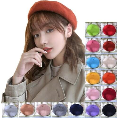 Lady Winter Caps Women Girl Beret French Artist Warm Felt Winter Beanie Hat Cap Vintage Plain Beret Hats Solid Color Elegant