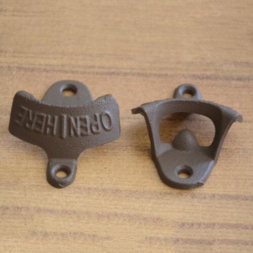 1Pc Beer Bottle Opener Without Srew Vintage Antique Iron Wall Mounted Bar Beer Glass Bottle Cap Opener Kitchen Tools