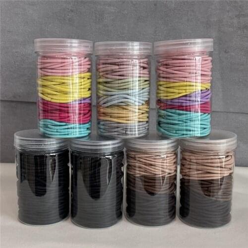 100Pcs/Box Children Girls Hair Bands Candy Color Hair Ties Colorful Basic Simple Rubber Band Elastic Scrunchies Hair Accessories