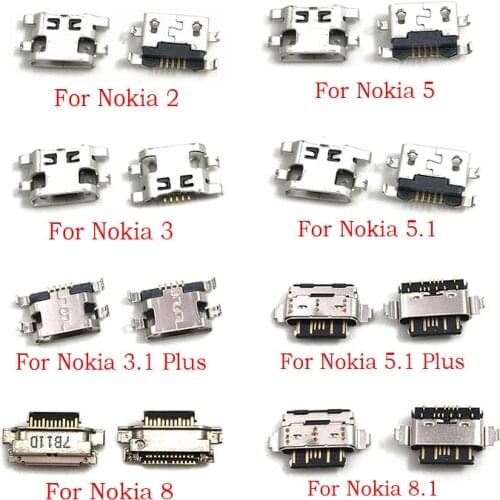 2Pcs/Lot, Charger Charging Connector USB Port Dock Connector Plug For Nokia 2 3 5 6 7 8 3.1 5.1 6.1 7.1 Plus X5 X6