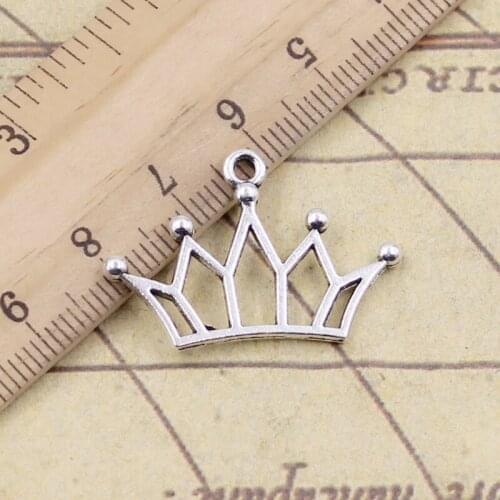 20pcs Charms Hollow Crown 20x30mm Tibetan Bronze Silver Color Pendants Antique Jewelry Making DIY Handmade Craft