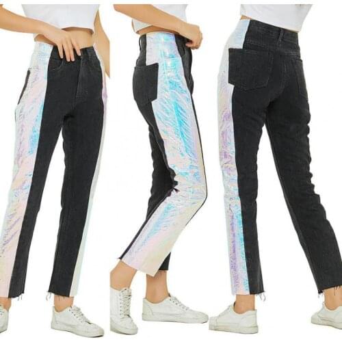 2021 High Waist Loose Comfortable Jeans For Women Fashionable Casual Straight Pants Mom Jeans Boyfriend Black 9-cent Jeans