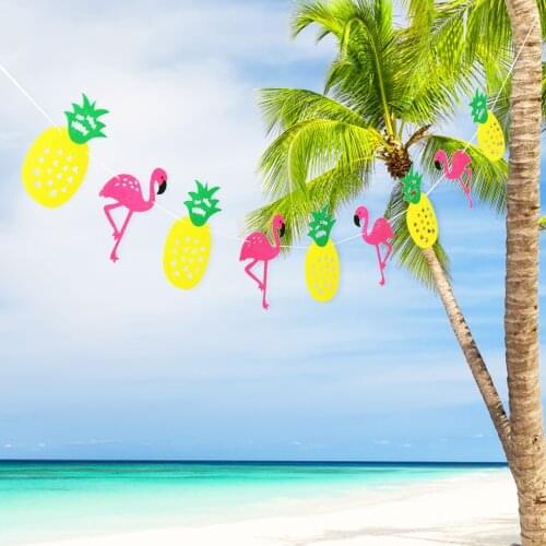 3m Tropical Flamingo Party Banner Aloha Hawaiian Party Decor Pineapple Bunting Garland Luau Summer Party Decor Birthday