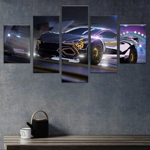 5 Pieces Game Painting Rocket League Poster Car Oil Painting on Canvas Wall Cover Murals Home Decor Frame Artwork