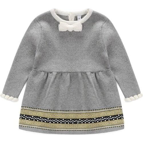 Brand New Princess Girls Dress Cotton Knitted Baby Long Sleeve Sweaters Infant Newborn Toddler Girl Sweater Kids Sweet Dresses