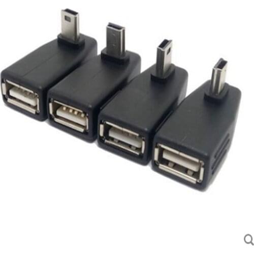Mini USB 5Pin Male to USB Female 90 degree Angle Converter Connector data Sync OTG Adapter for Car MP3 MP4 Tablets Phones U-Di