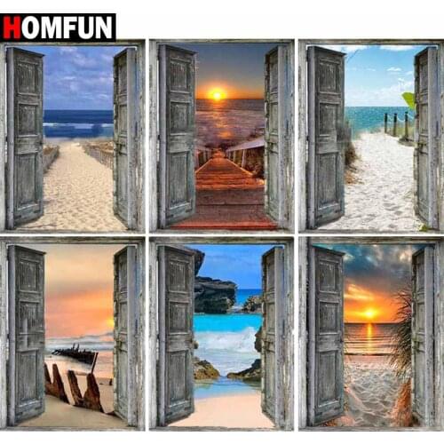 HOMFUN Full Square/Round Drill 5D DIY Diamond Painting "Strand tor landschaft" Embroidery Cross Stitch 5D Home Decor Gift