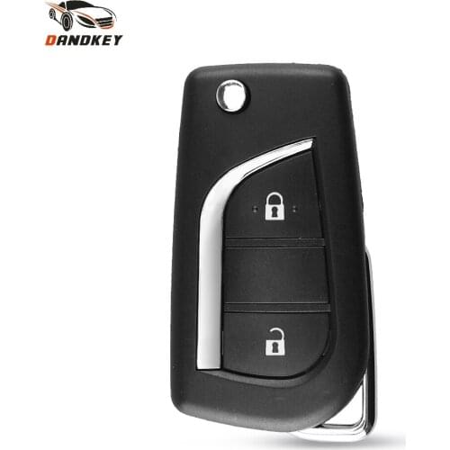 Dandkey Replacement 2 Buttons Flip Remote Key Shell Car Folding Key Case Blank For Toyota Camry RVA4 Auto Key Fob Toy43 Blade
